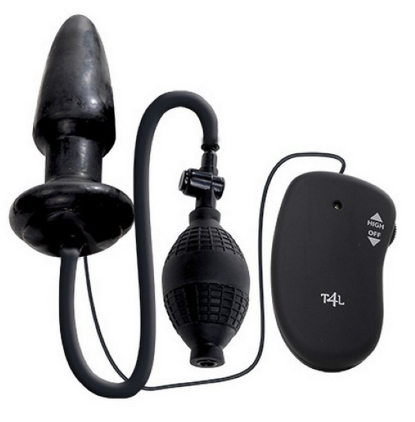 PLUG ANALE GONFIABILE E VIBRANTE NERO IN LATEX SESSO UNISEX