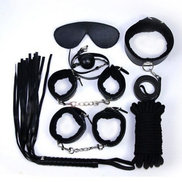 KIT BONDAGE BLACK 7 PEZZI COMPLETO  UNISEX ECONOMICO