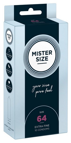 MISTER SIZE 64 MM 10 PZ QUALITA' PRESERVATIVI SU MISURA VEGANO