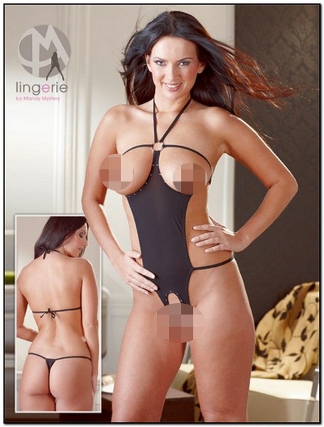 BODY NERO TUTTO APERTO CON STRASS LINGERIE BY MANDY-MYSTERY TG. S/L