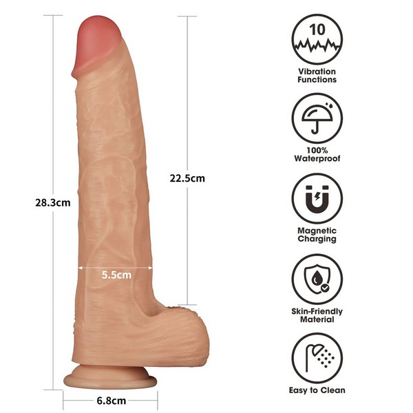 VIBRATORE REALISTICO TRUE PLEASURE &Oslash; 5,5 / L 28,3 CM RICARICABILE VENTOSA