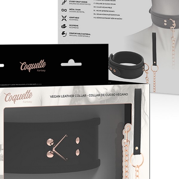 COQUETTE CHIC DESIRE - COLLANA IN PELLE FANTASIA VEGANA CON CINTURINO E FODERA IN NEOPRENE